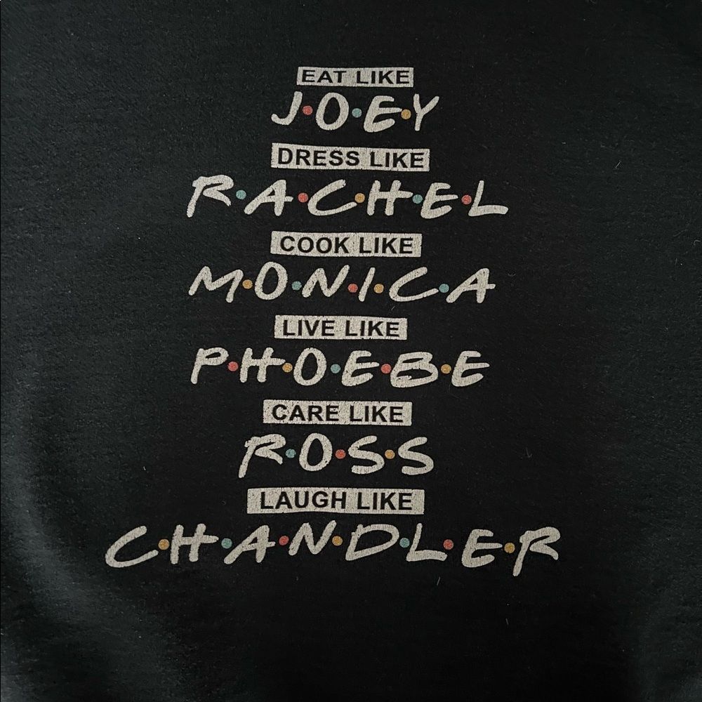 Cozy black Friends sitcoms sweatshirt, warm inside